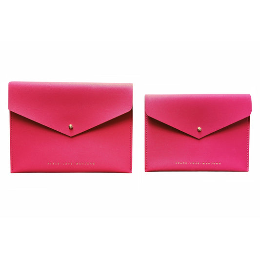 Pink card clutch set in two sizes for Mahjong cards.