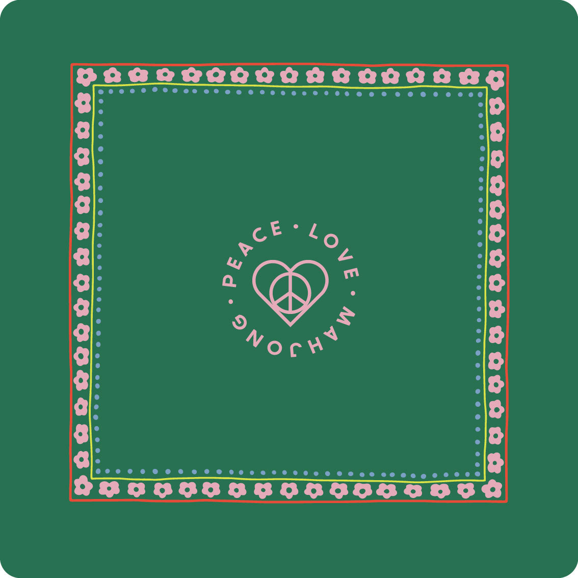 Durable neoprene game mat with decorative design, size 31.5" x 31.5".