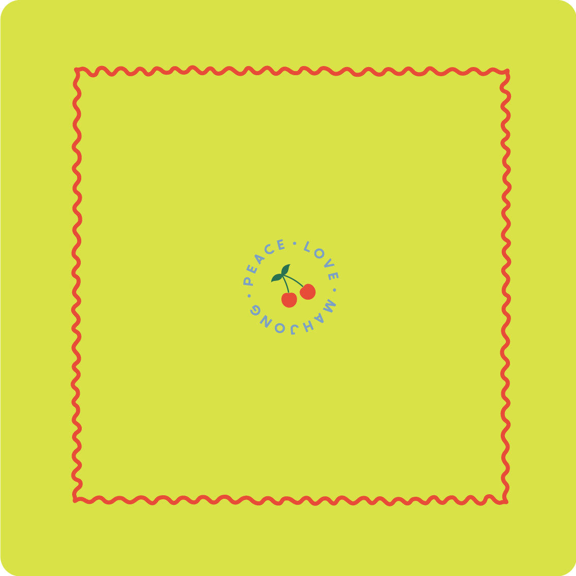 Neoprene mat with cherries design, measuring 31.5" x 31.5", designed for durability and easy cleaning.