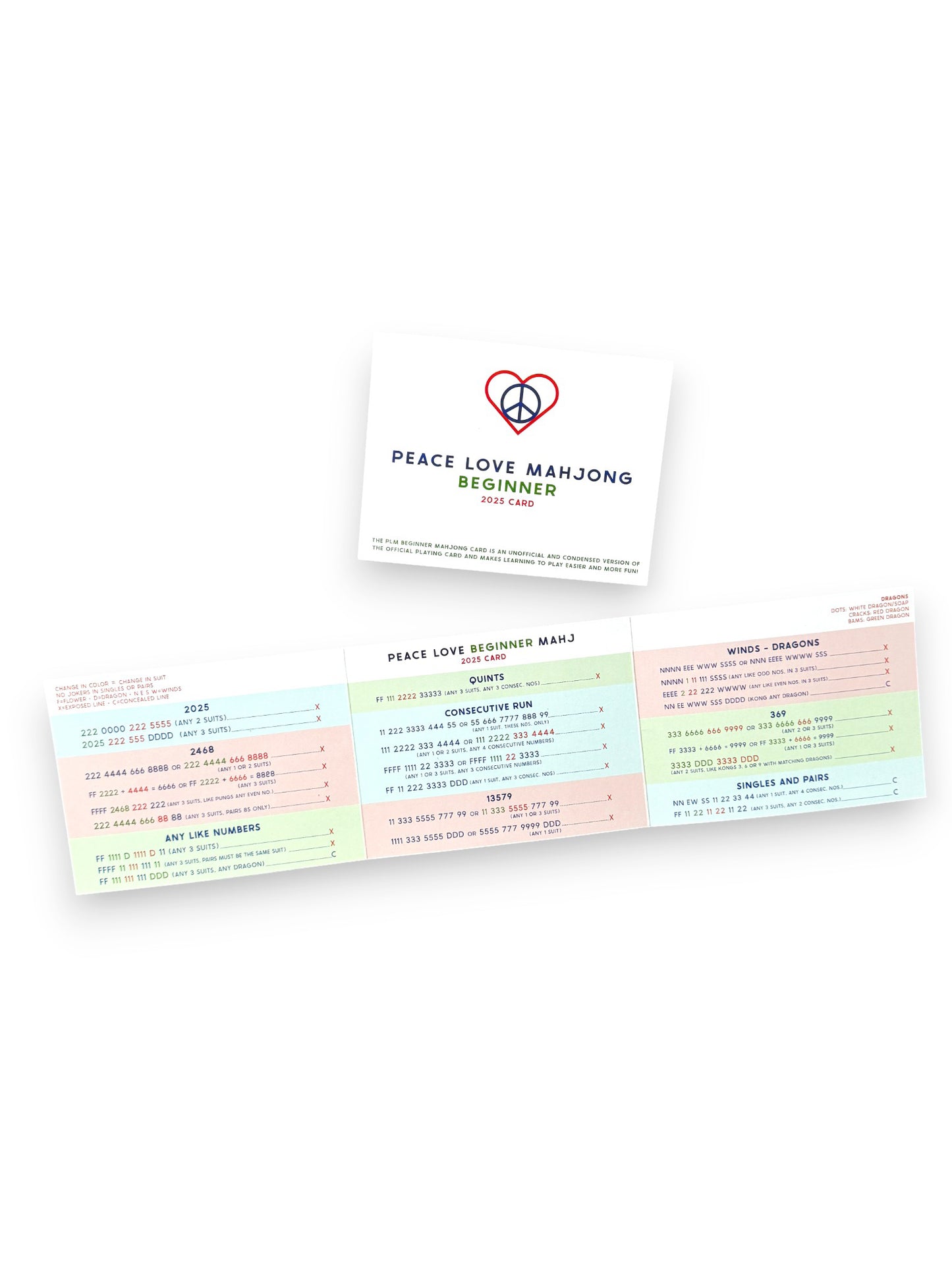 2025 Beginner Peace Love Mahjong Card