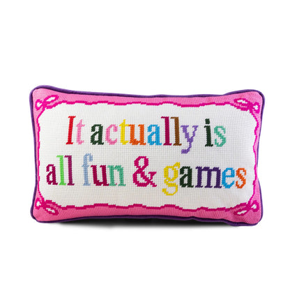 Fun and Games Needlepoint Pillow