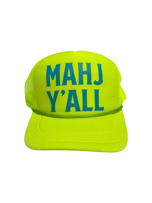 Mahj Yall Hat - Chartreuse & Blue