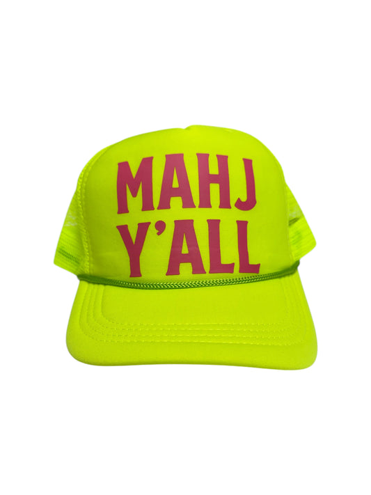 Mahj Yall Hat - Chartreuse & Pink