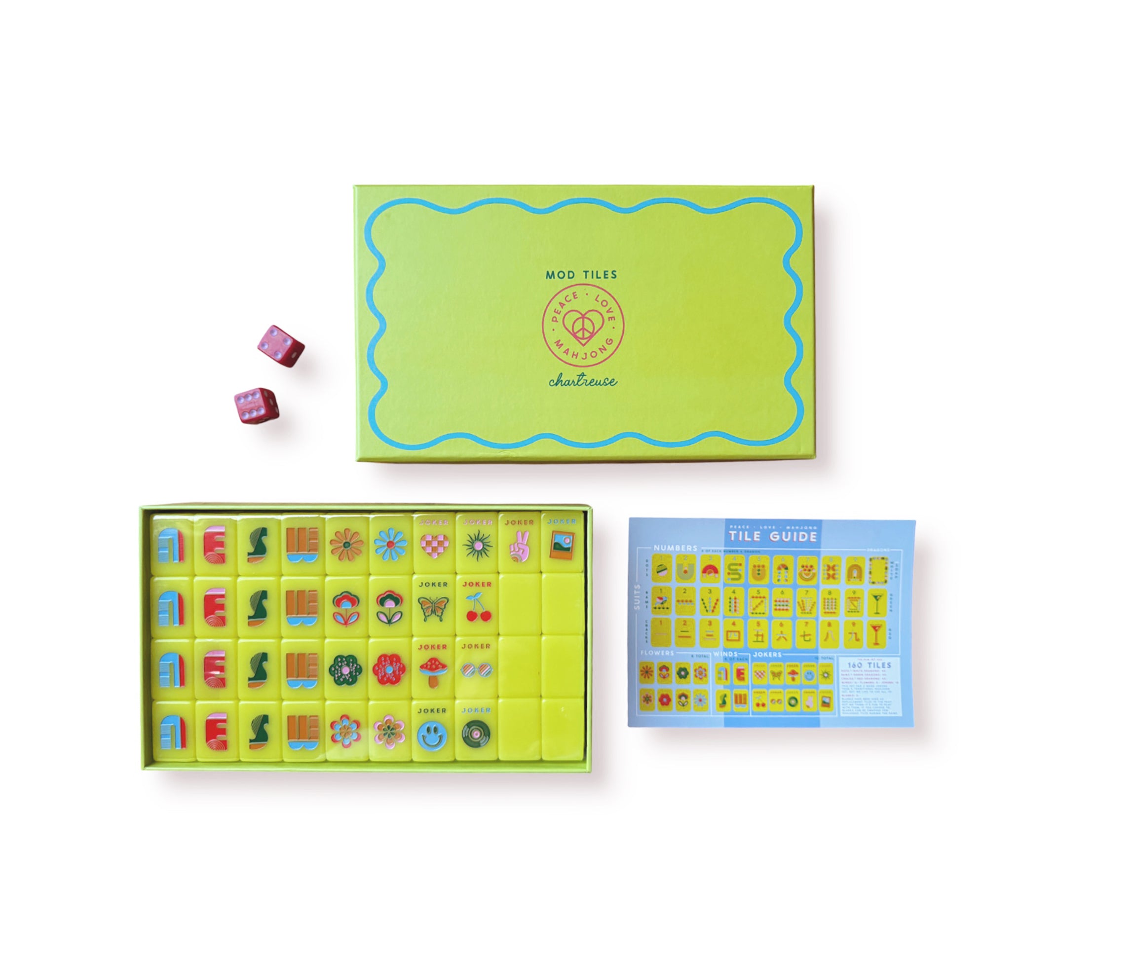 Mod Chartreuse Tiles - Retro Inspired Mahjong Set – Peace Love Mahjong