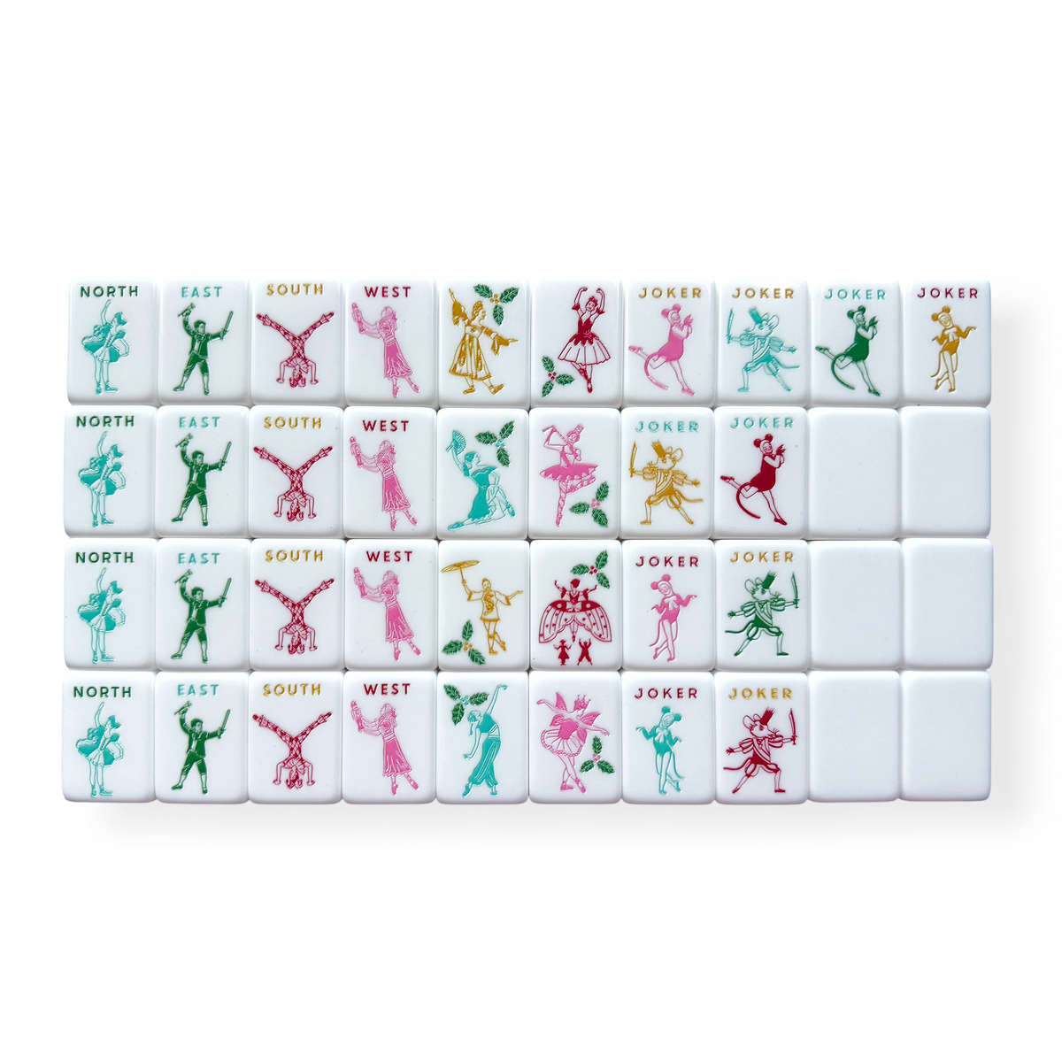 Merry Nutcracker Holiday Mahjong Tiles Set + Pouch + Dice