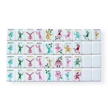 Merry Nutcracker Holiday Mahjong Tiles Set + Pouch + Dice
