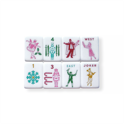Merry Nutcracker Holiday Mahjong Tiles Set + Pouch + Dice