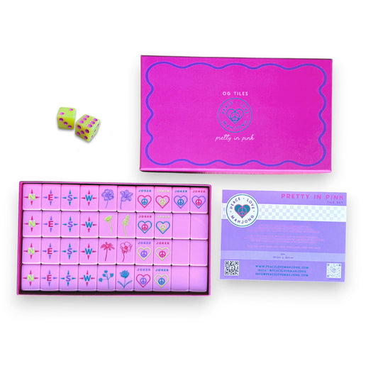 OG Pretty in Pink Mahj Tiles + Tile Pouch