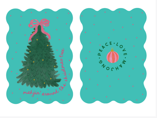 MAHJIN' AROUND THE CHRISTMAS TREE - AQUA HOLIDAY MAHJONG TILE SHUFFLERS