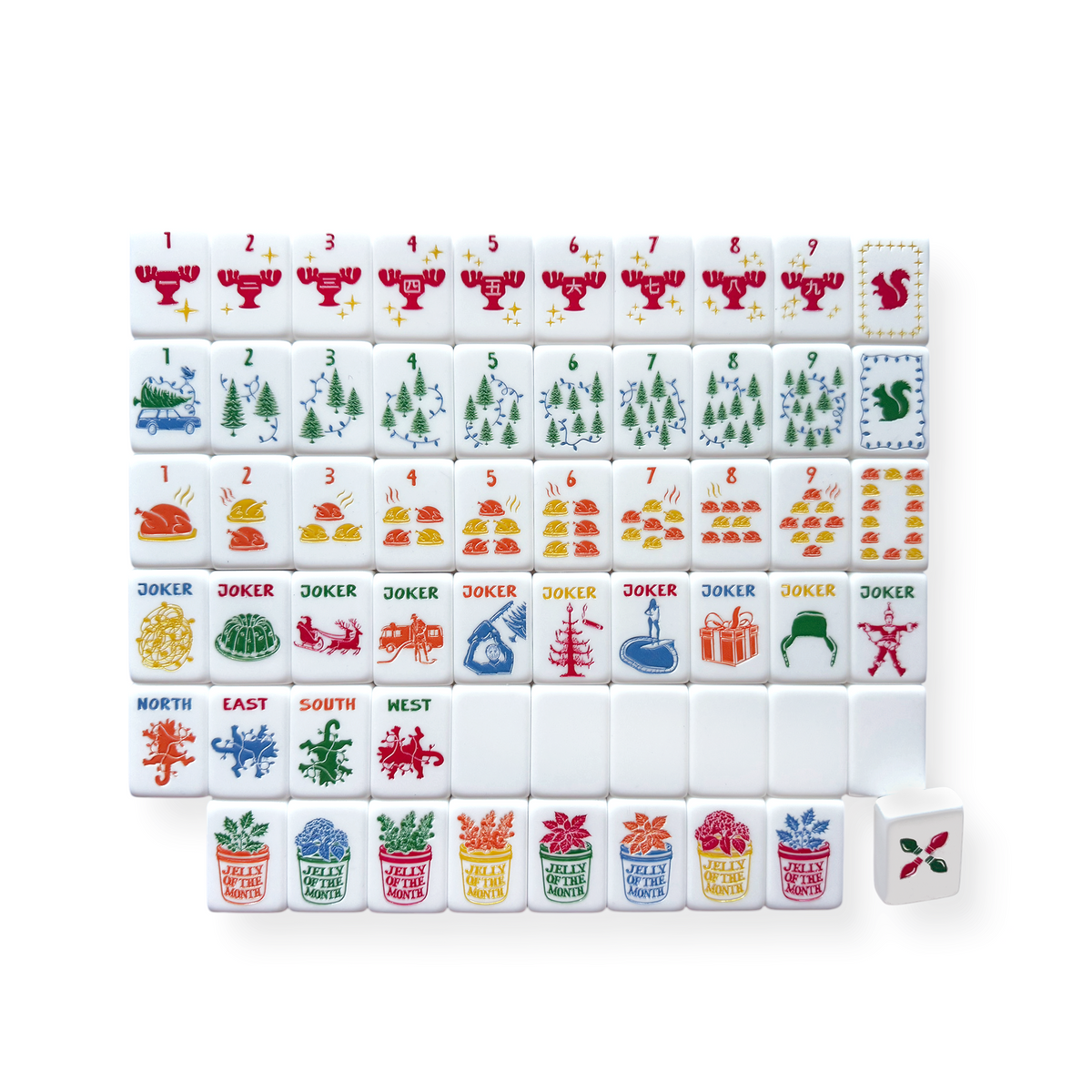 Spirit of Christmas Mahjong Tiles Set + Pouch + Dice