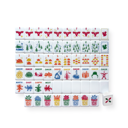 Spirit of Christmas Mahjong Tiles Set + Pouch + Dice