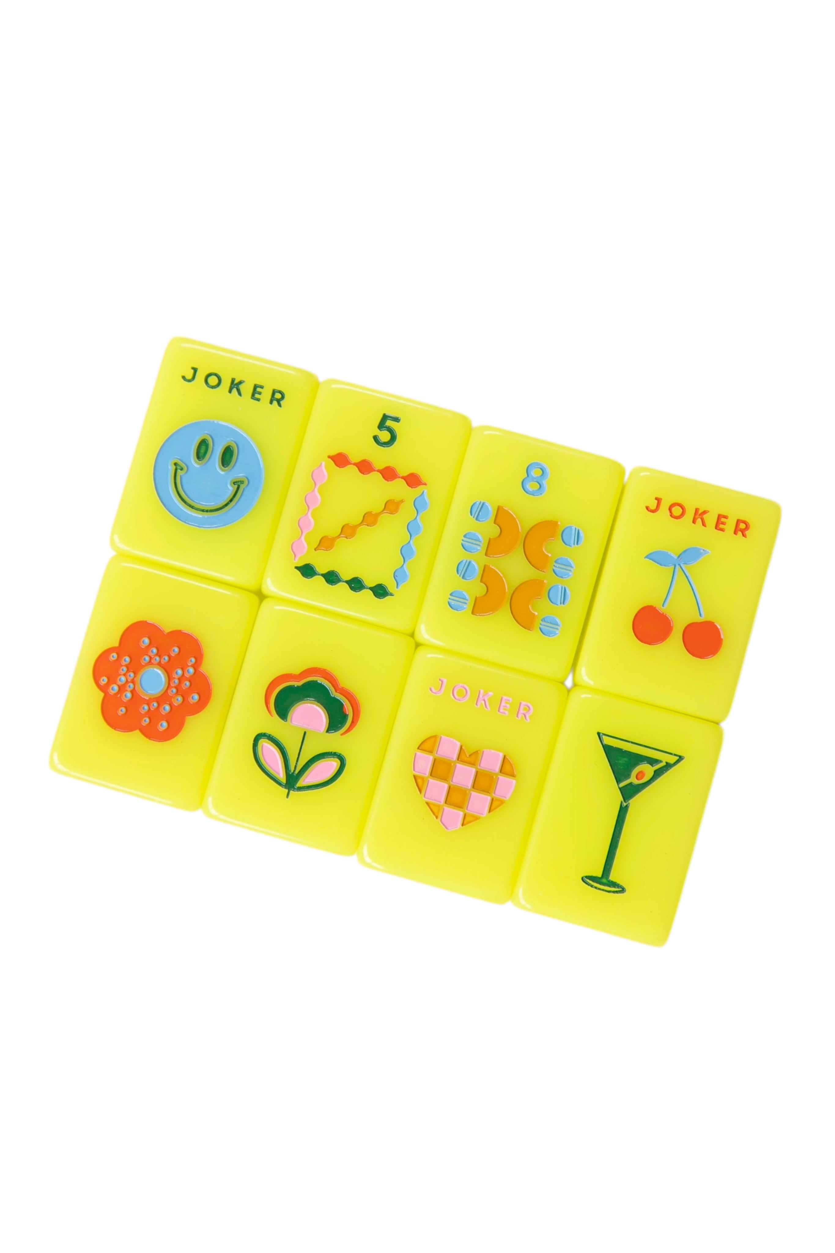 マコチャン カラフルデザイン Mod Chartreuse Mahjong Tiles + Tile Pouch + Dice – Peace Love Mahjong