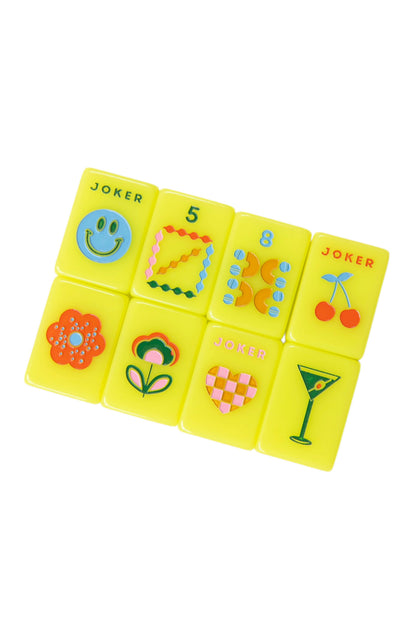 Mod Chartreuse Mahjong Tiles + Tile Pouch + Dice - Wholesale