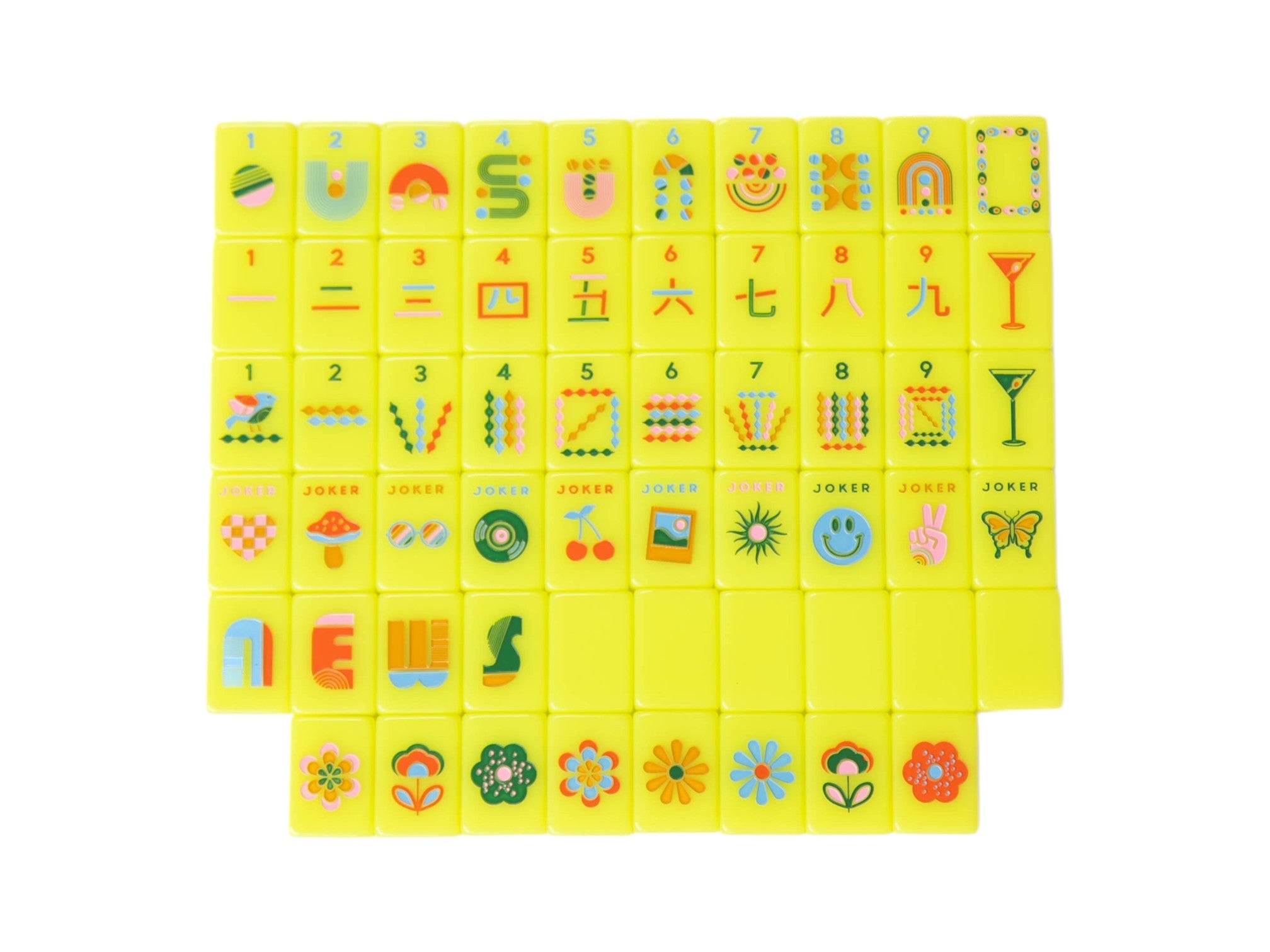 Mod Chartreuse Mahjong Tiles + Tile Pouch + Dice – Peace Love Mahjong