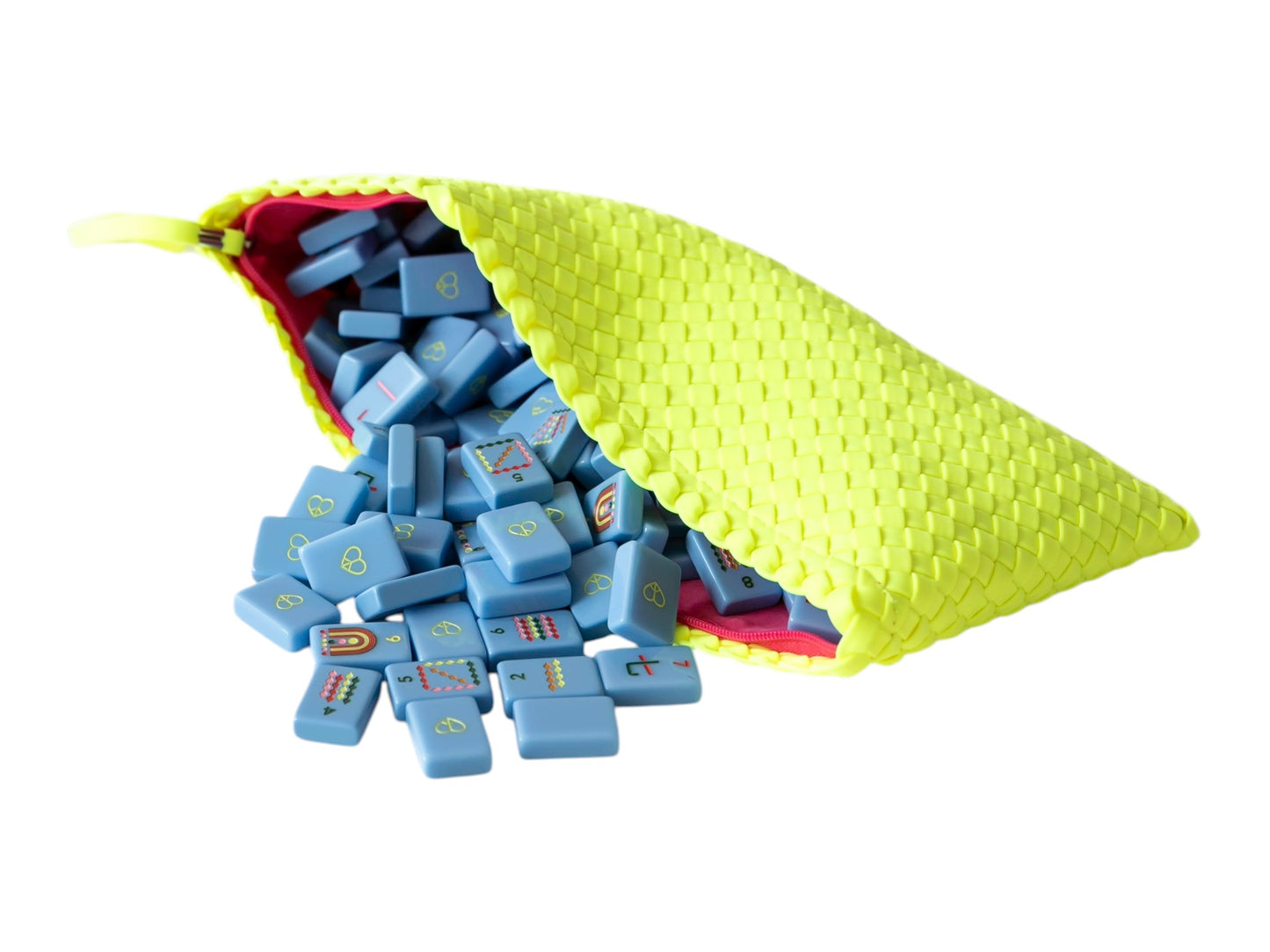 Mod French Blue Mahjong Tiles + Tile Pouch + Dice - Wholesale