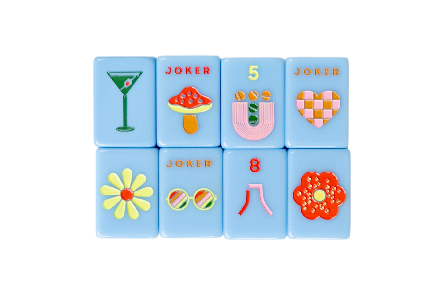 Mod French Blue Mahjong Tiles + Tile Pouch + Dice - Wholesale