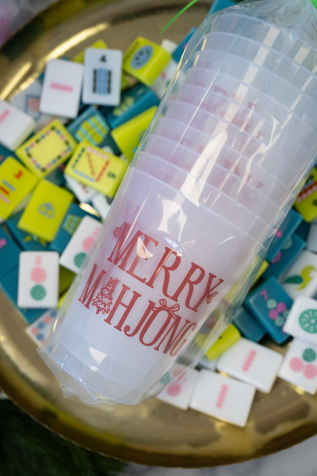 Holiday Mahjong Frosted Stadium Cups