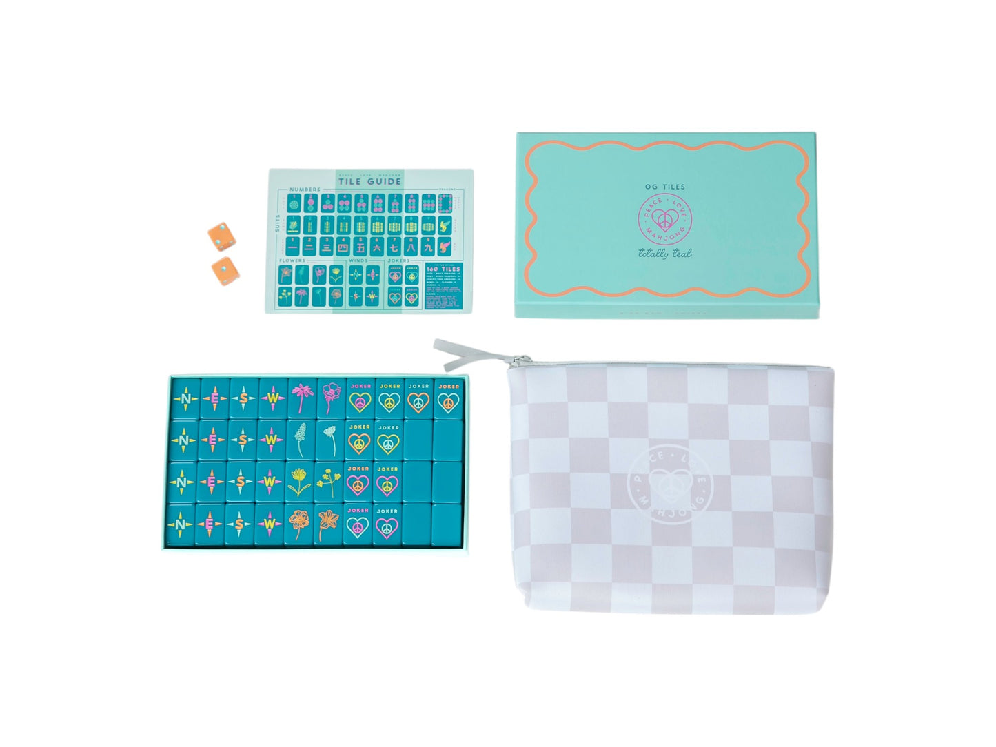 OG Mahj Tiles & Tile Bag - Totally Teal + Dice